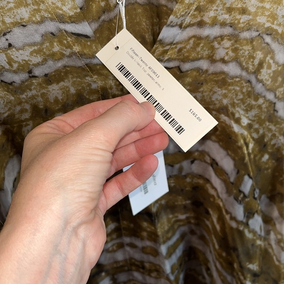 Fifteen Twenty 100% Silk Double V-Neck Top — Gold & Silver Marbled Print - Picture 7 of 9